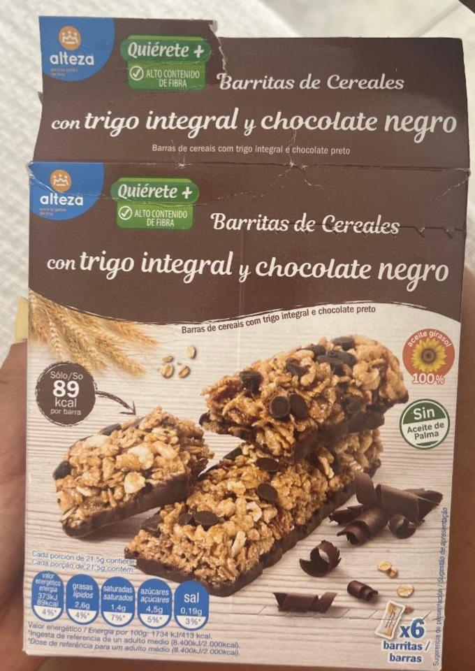 Fotografie - Barritas de Cereales con trigo integral y chocolate negro Alteza