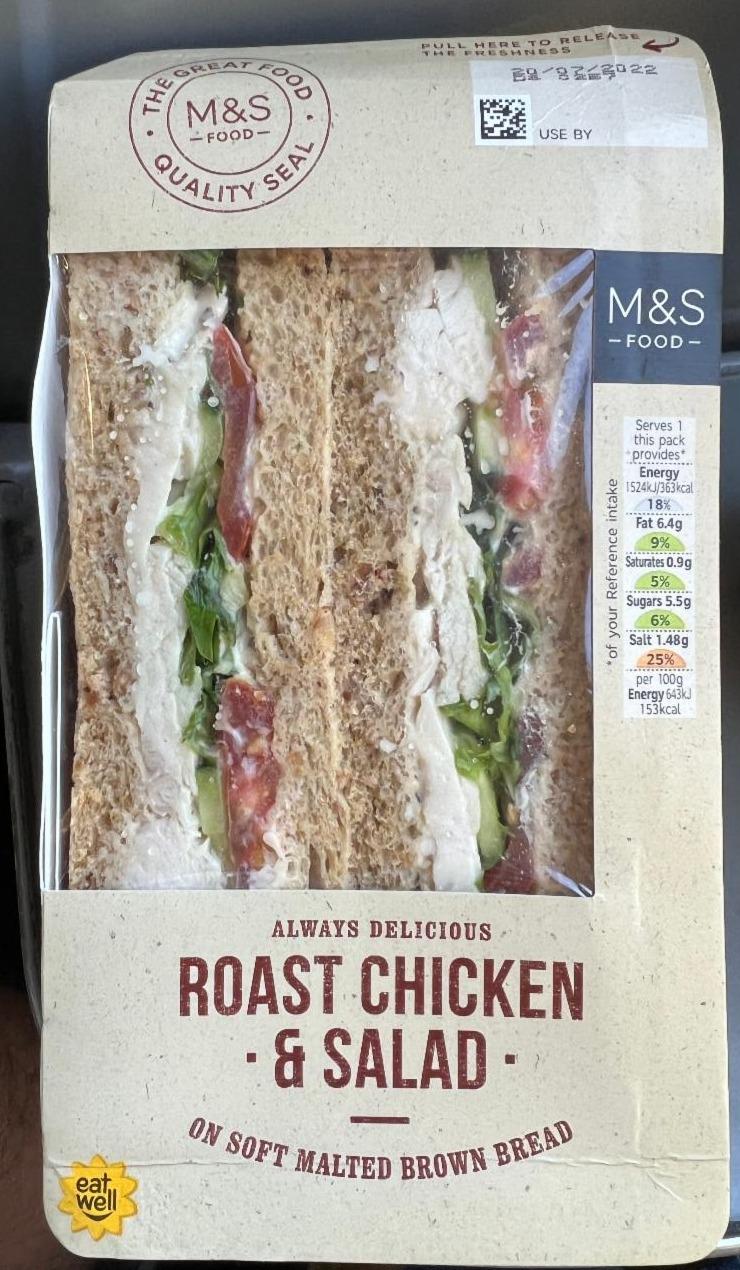 Fotografie - Roast Chicken & Salad Sandwich M&S Food