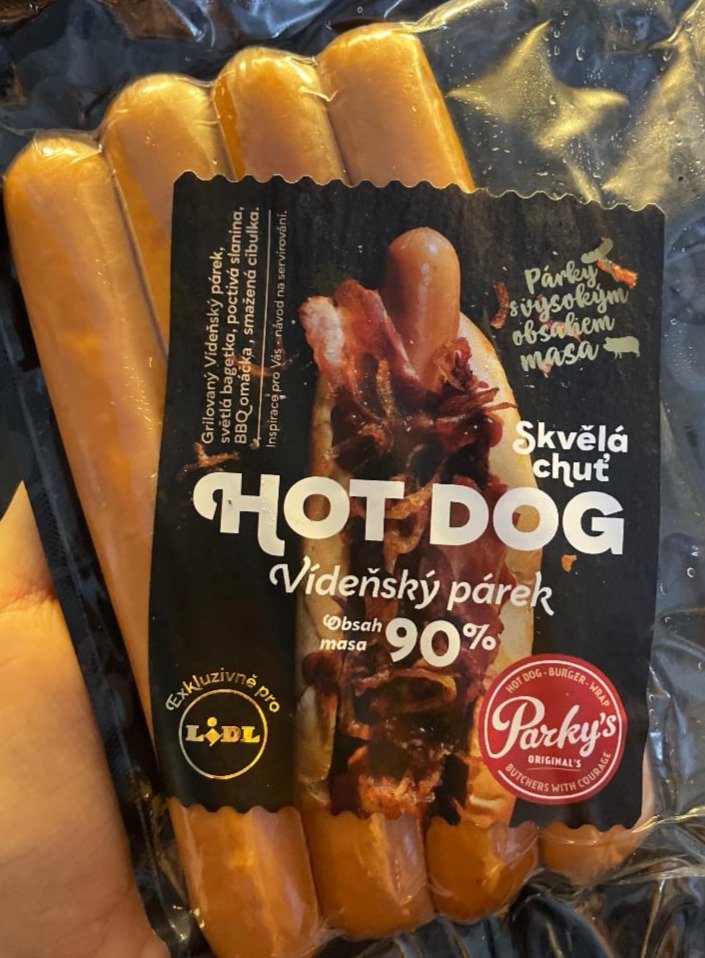 Fotografie - Hot Dog Vídeňský párek 90% masa Parky's
