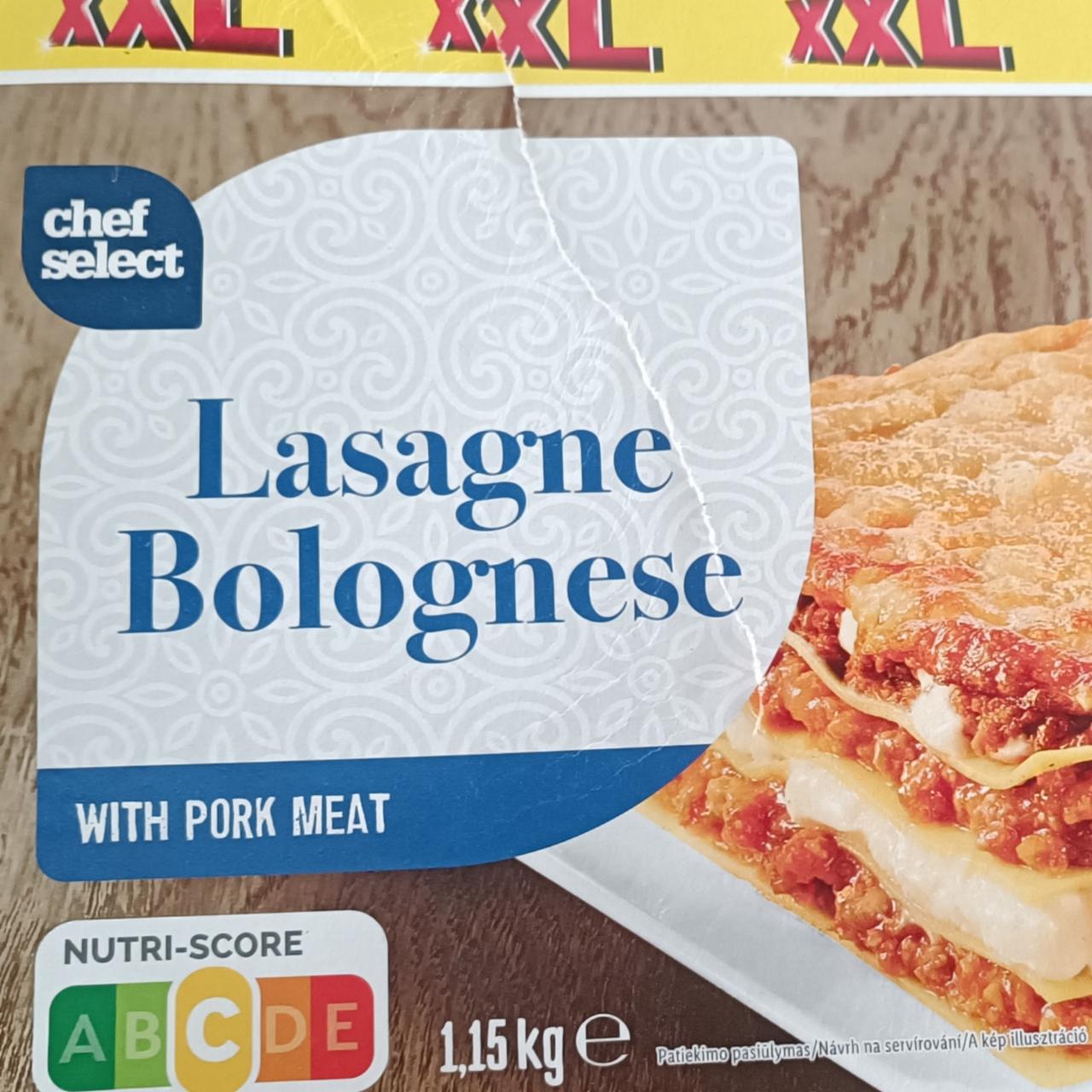 a kJ Chef kalorie, Lasagne - hodnoty nutriční with Bolognese pork Select