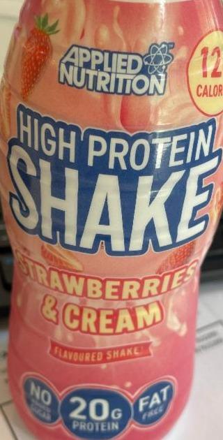 Fotografie - High protein shake strawberry & cream Applied nutrition