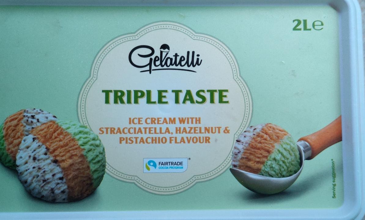 Fotografie - Triple Taste Ice cream with Stracciatella, Hazelnut & Pistachio Bon Gelati