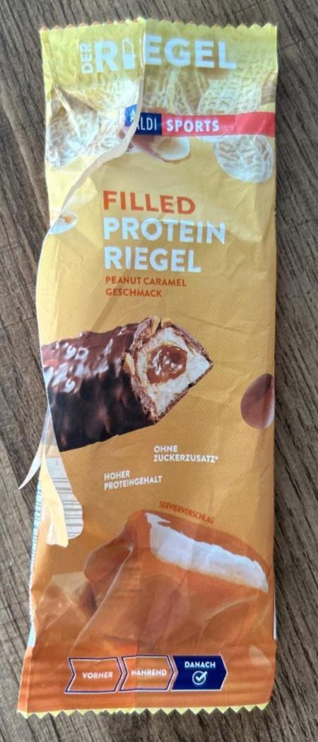 Fotografie - Filled Protein riegel Peanut Caramel Aldi sports