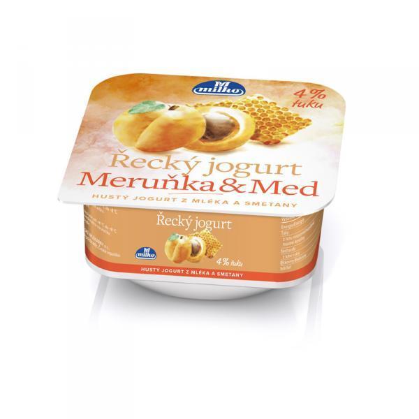 Fotografie - řecký jogurt meruňka a med 4% tuku Milko