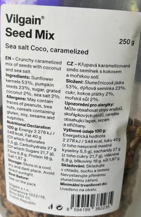 Fotografie - Seed Mix Sea salt Coco, caramelized Vilgain