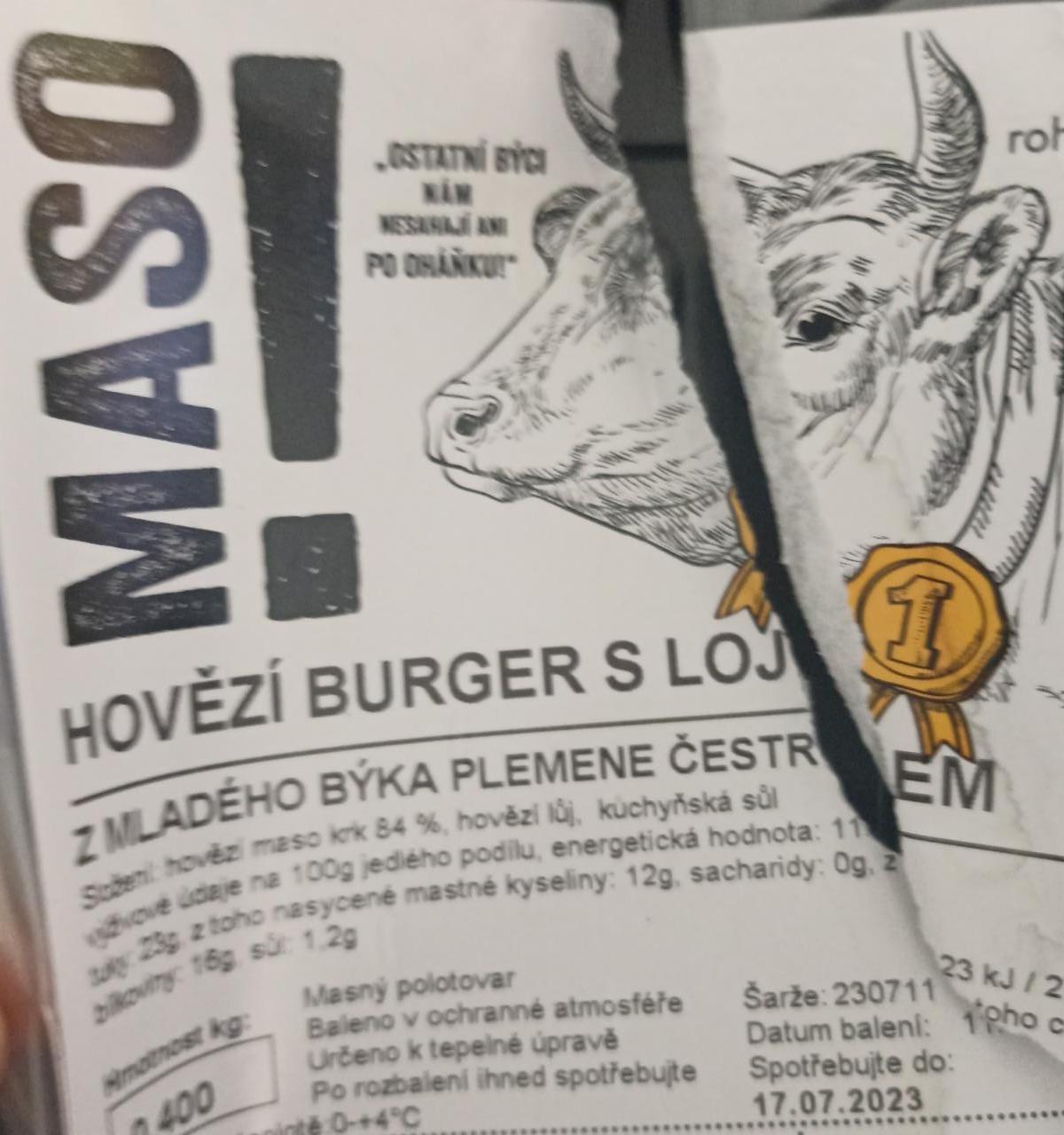 Fotografie - Hovězí burger s lojem z mladého býka plemene Čestr Maso