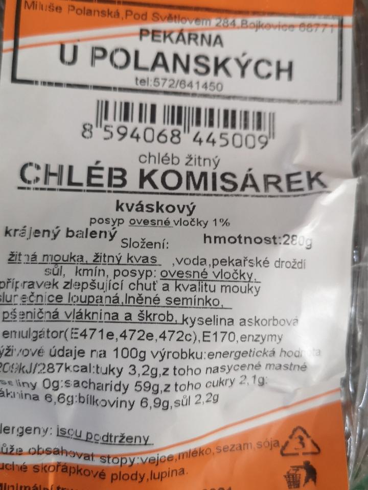 Fotografie - kváskový žitný chléb Komisárek pekárna u Polanských