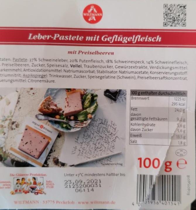 Fotografie - Leber-Pastete mit Geflügelfleisch mit Preiselbeeren Wiltmann