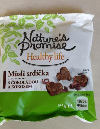 Fotografie - Müsli srdíčka s čokoládou a kokosem Nature's Promise Healthy life
