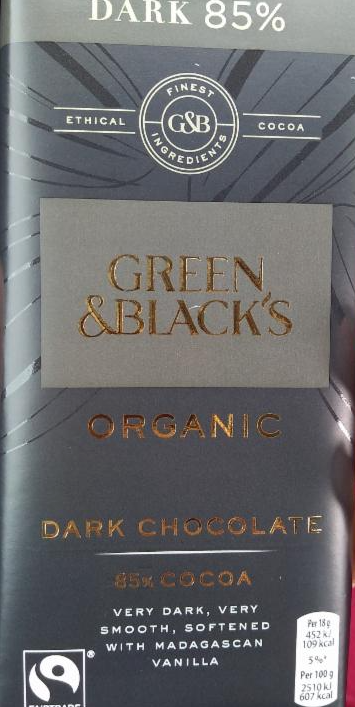 Fotografie - Organic dark chocolate 85% cocoa Green&Black´s