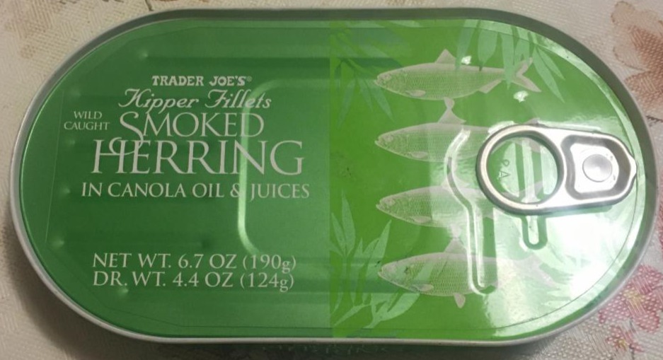 Fotografie - Kipper fillets smokd herring in canola oil & juices (uzené sleďové filety v řepkovém oleji se šťávou) Trader Joe's