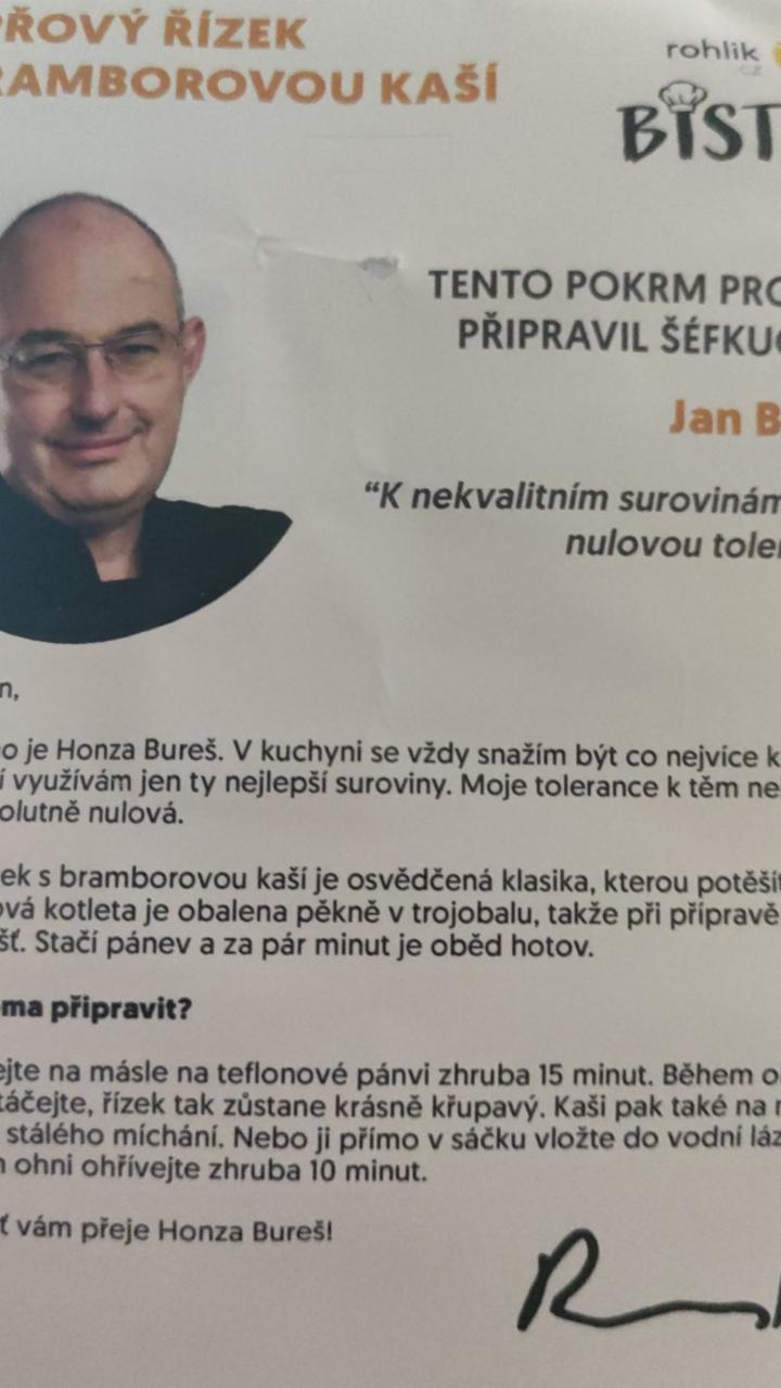 Fotografie - Bistro Vepřový řízek s bramborovou kaší Rohlik.cz
