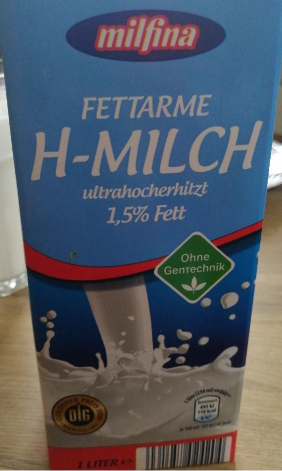 Fotografie - Fettarme H-Milch ultrahocherhitzt 1,5% Fett Milfina