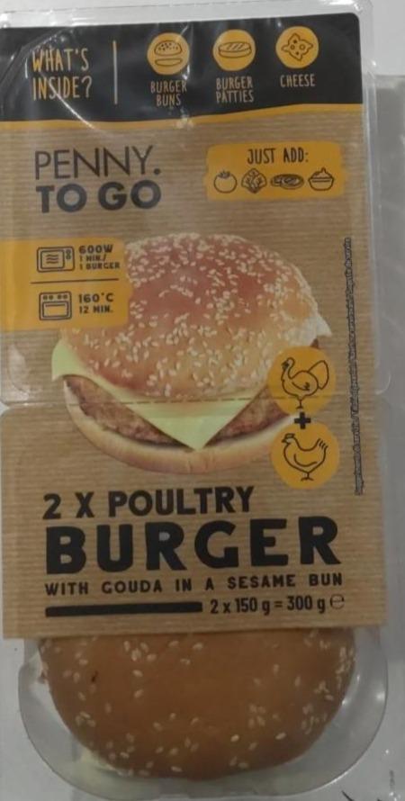 Fotografie - Poultry burger with gouda in a sesame bun Penny. To go