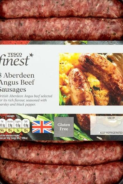 Fotografie - 8 Aberdeen Angus Beef Sausages Tesco finest