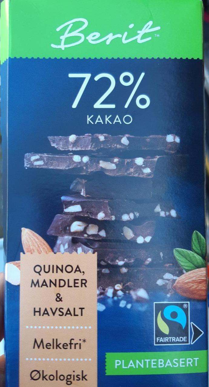 Fotografie - Melkefri Quinoa, Mandler & Havsalt 72% Kakao Berit
