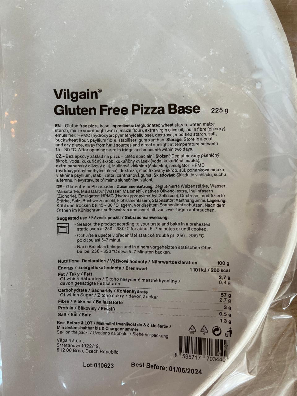 Fotografie - Gluten free pizza base Vilgain