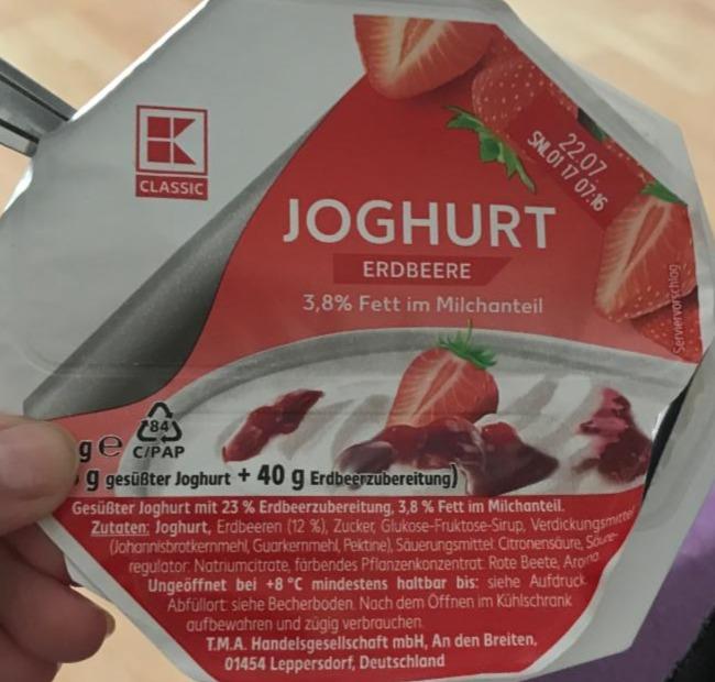 Fotografie - Joghurt Erdbeere 3,8% Fett K-Classic