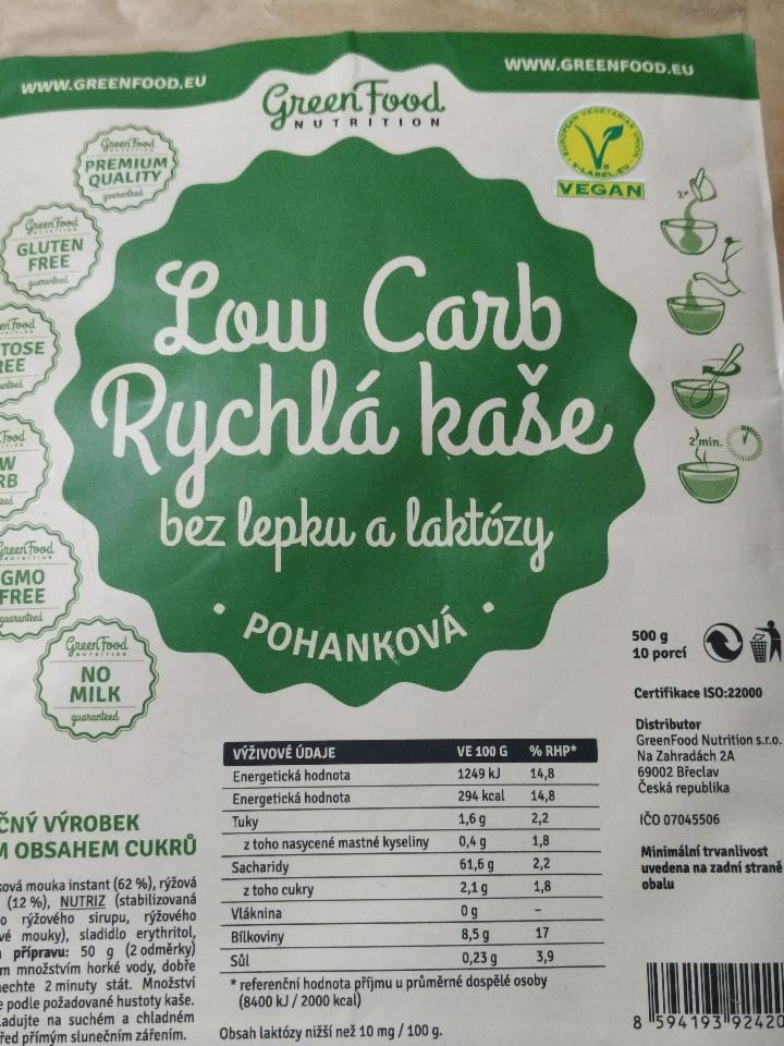 Fotografie - Low Carb Rychlá kaše bez lepku a laktózy pohanková GreenFood Nutrition