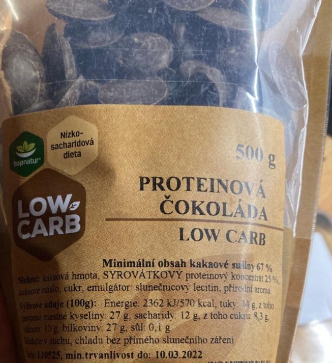 Fotografie - proteinová čokoláda low carb Topnatur