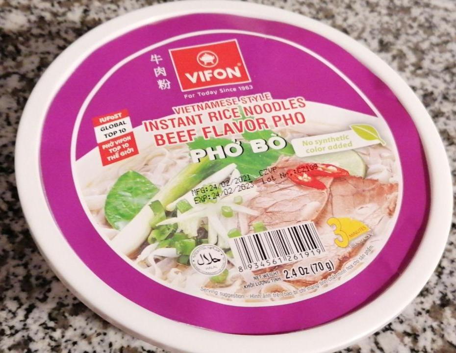Fotografie - Vietnamese style Instant rice noodles beef flavor pho PHO BO Vifon