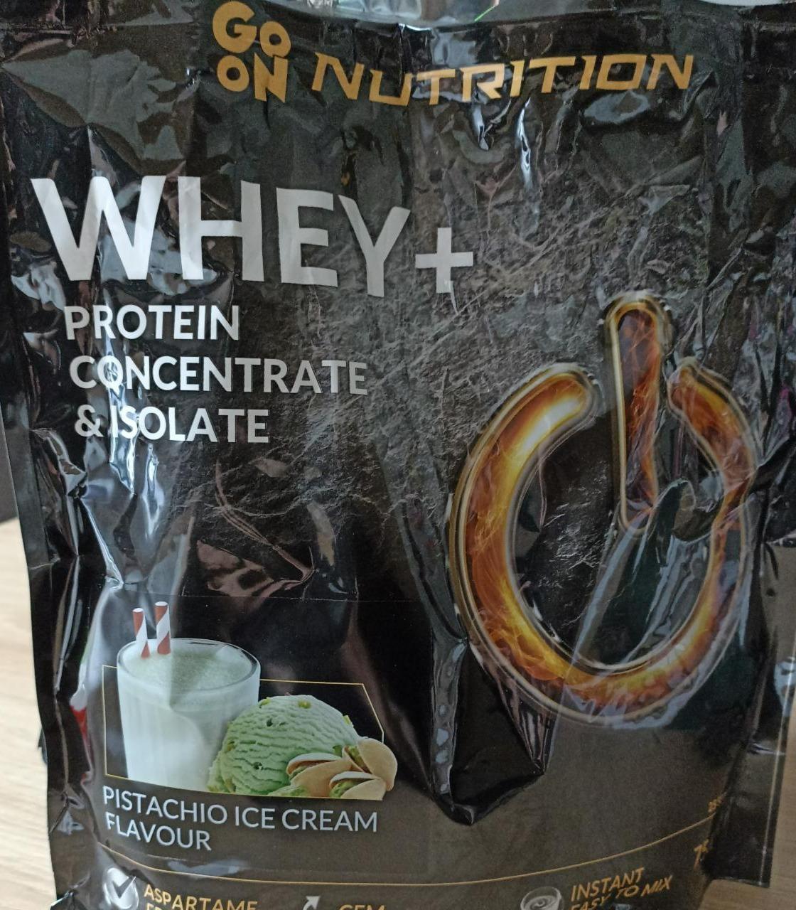 Fotografie - Whey+ Protein concentrate & isolate Pistachio Ice cream Go on nutrition