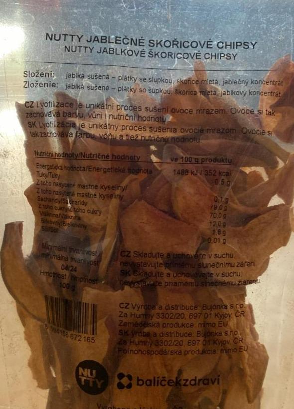 Fotografie - Nutty Jablečné skořicové chipsy Balíček zdraví