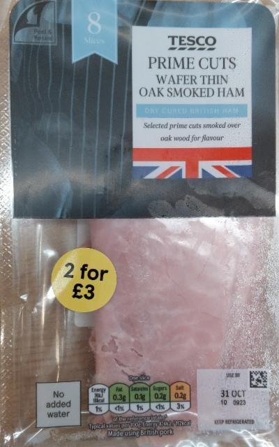 Fotografie - Prime Cuts Wafer Thin Oak Smoked Ham Tesco