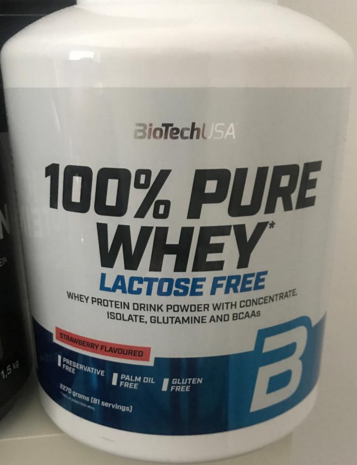 Fotografie - 100% Pure Whey Lactose free Strawberry BioTech USA