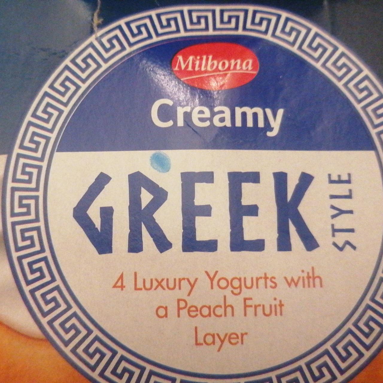 Fotografie - Greek Style Creamy 4 Luxury Yogurts with Peach Fruit Layer Milbona