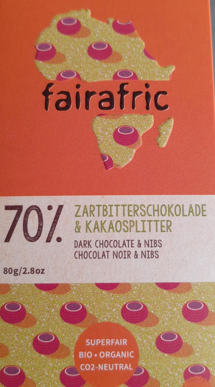 Fotografie - 70% Zartbitterschokolade & Kakaosplitter Fairafric
