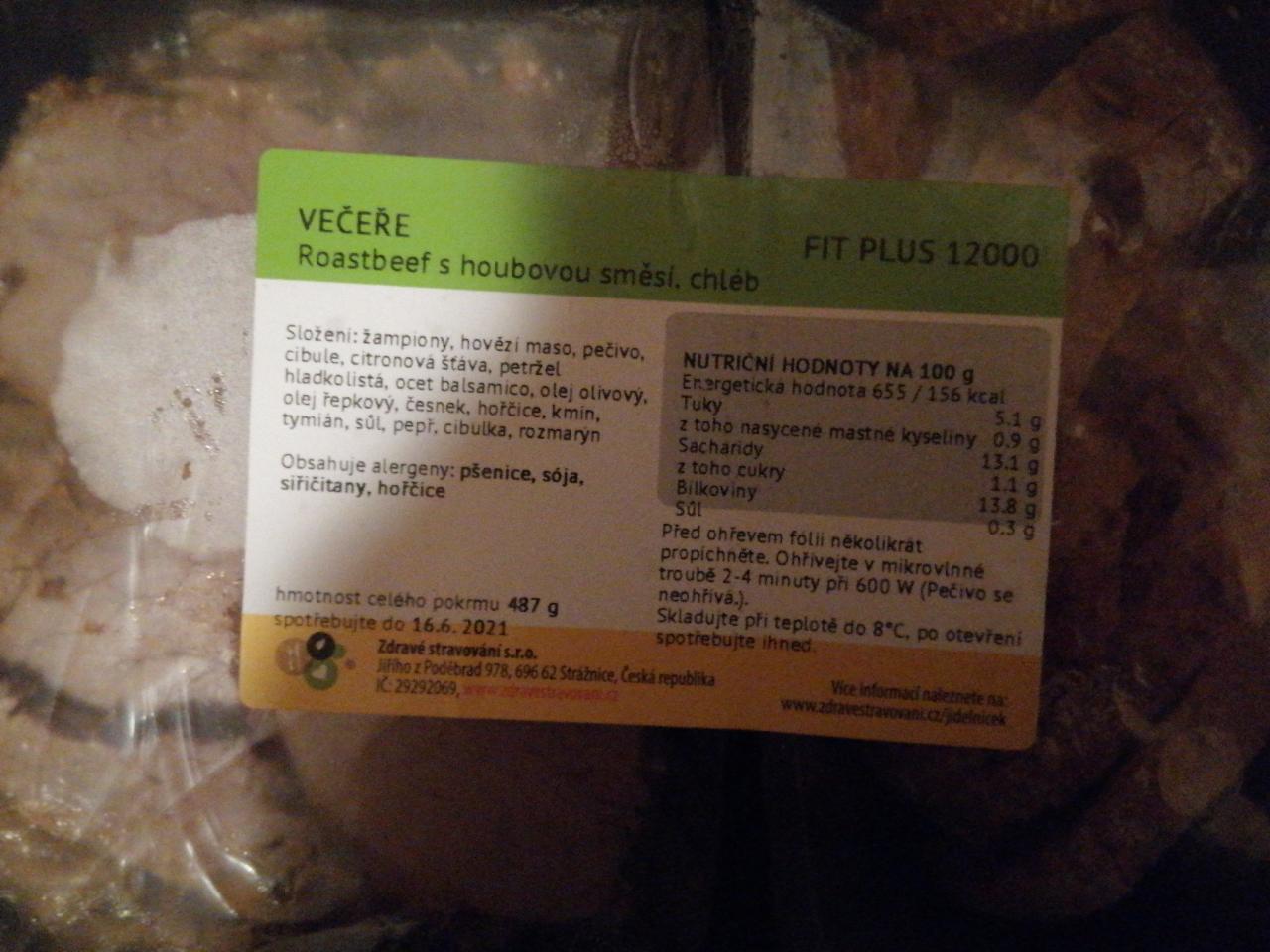 Fotografie - Roastbeef s houbovou směsí, chléb Zdravé stravování