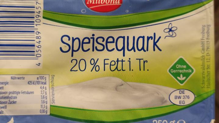 Fotografie - Speisequark 20% Fett i.Tr. Milbona