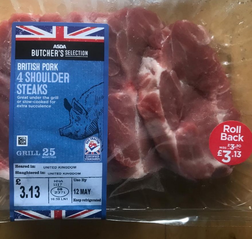 Fotografie - British pork 4 shoulder steaks Asda