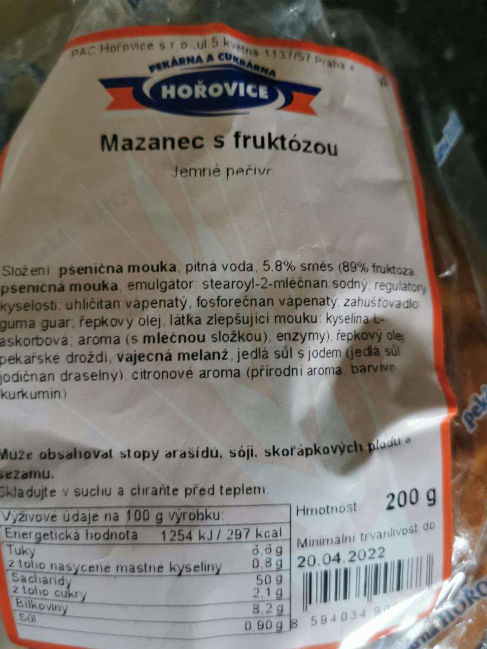 Fotografie - Mazanec s fruktozou Pekárna a cukrárna Hořovice