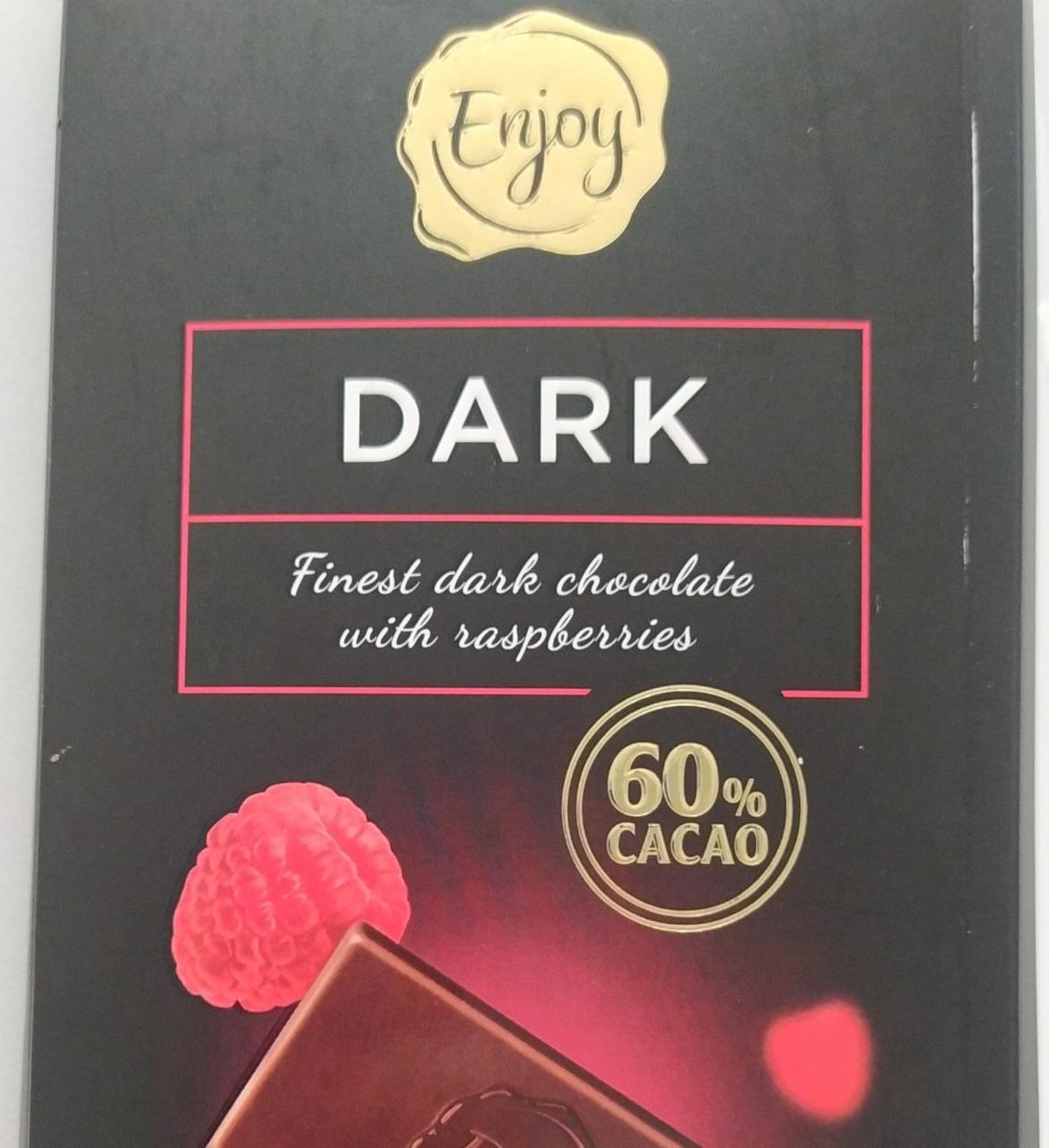 Fotografie - Dark chocolate with Raspberries 60% cacao Enjoy