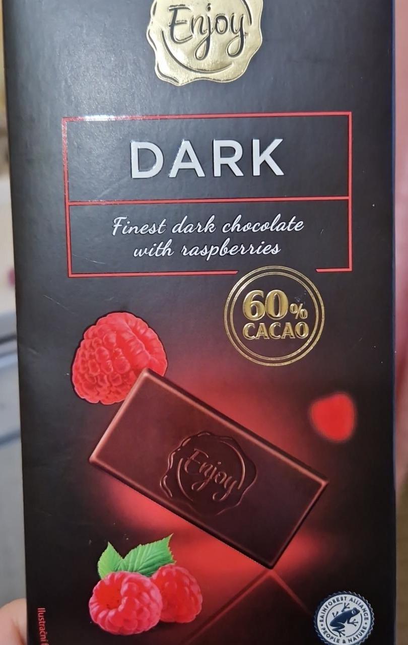 Fotografie - Dark chocolate with Raspberries 60% cacao Enjoy