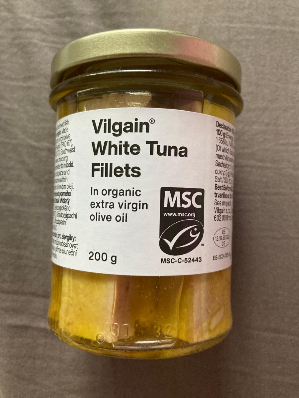 Fotografie - White Tuna Fillets In organic extra virgin olive oil Vilgain