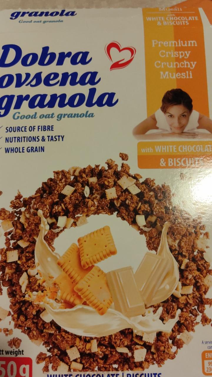 Fotografie - Dobra ovsena granola with White chocolate & biscuits