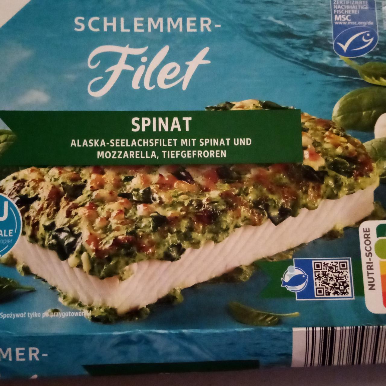Fotografie - Schlemmer Filet Spinat Alaska - seelachsfilet mit spinat und mozzarella, tiefgefroren K-Classic