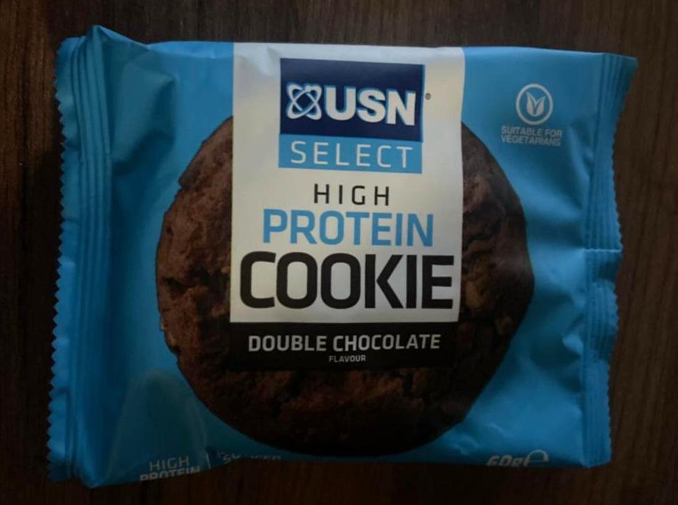 Fotografie - High protein cookie double chocolate USN SELECT