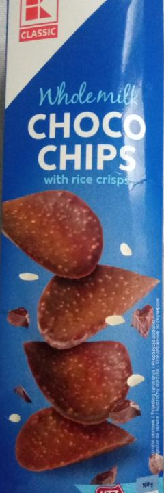 Fotografie - Whole milk choco chips with rice crisps K-Classic