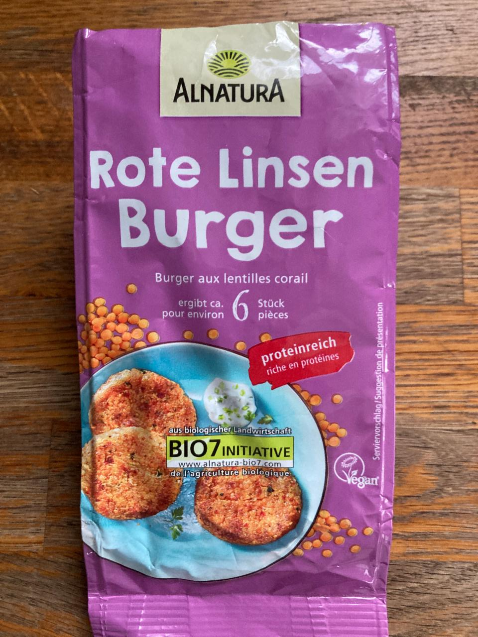Fotografie - Bio Rote Linsen Burger Alnatura