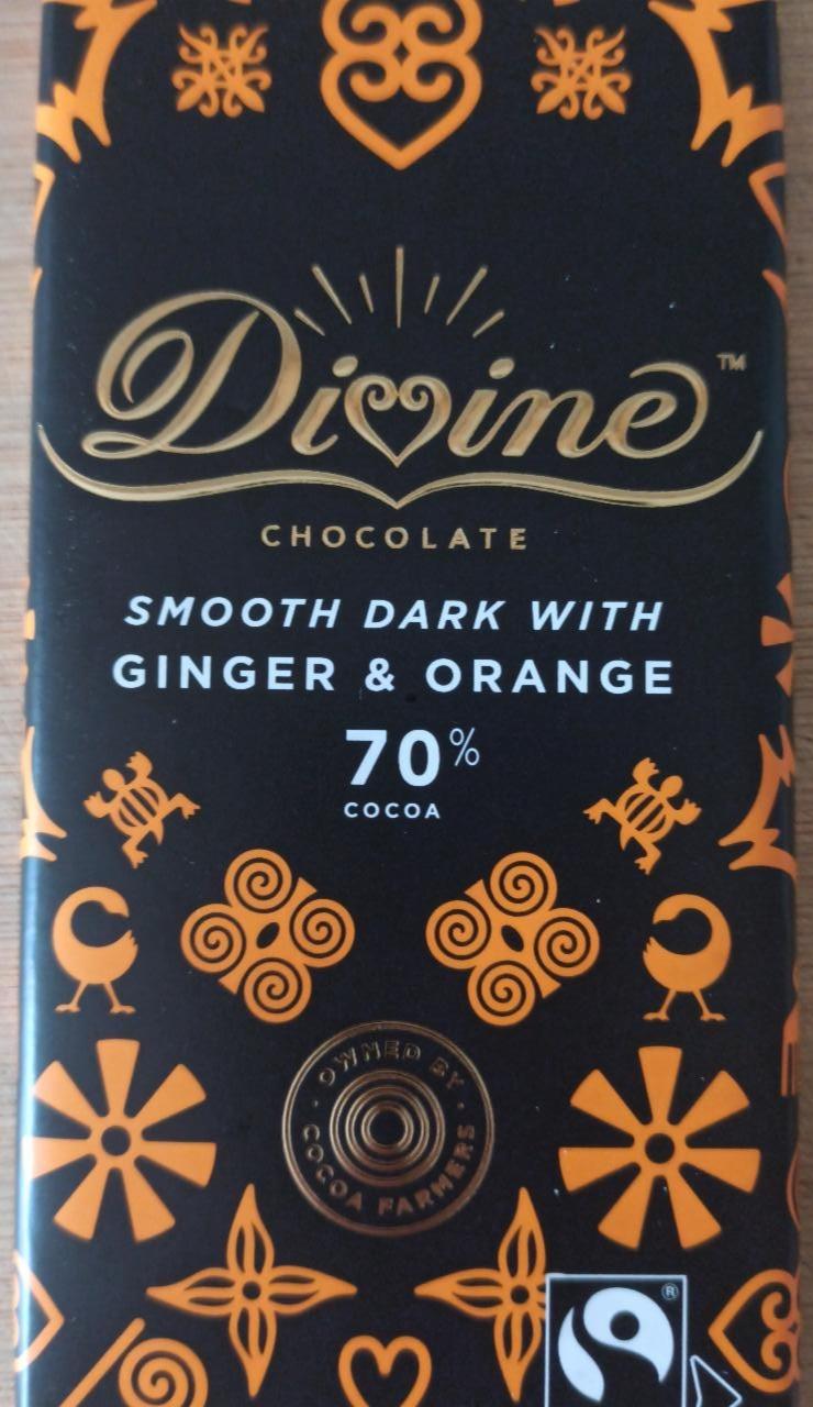 Fotografie - Chocolate Smooth Dark with Ginger & Orange 70% cocoa Divine