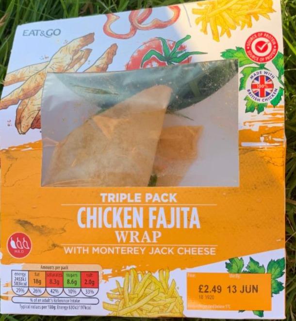 Fotografie - Eat&go chicken fajita wrap jack cheese triple pack