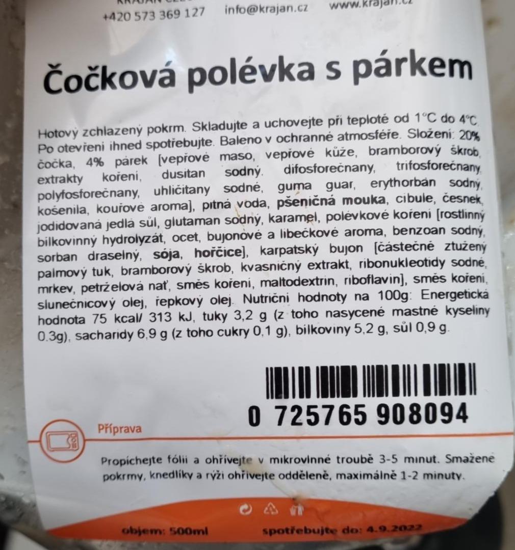 Fotografie - Čočková polévka s párkem Krajan