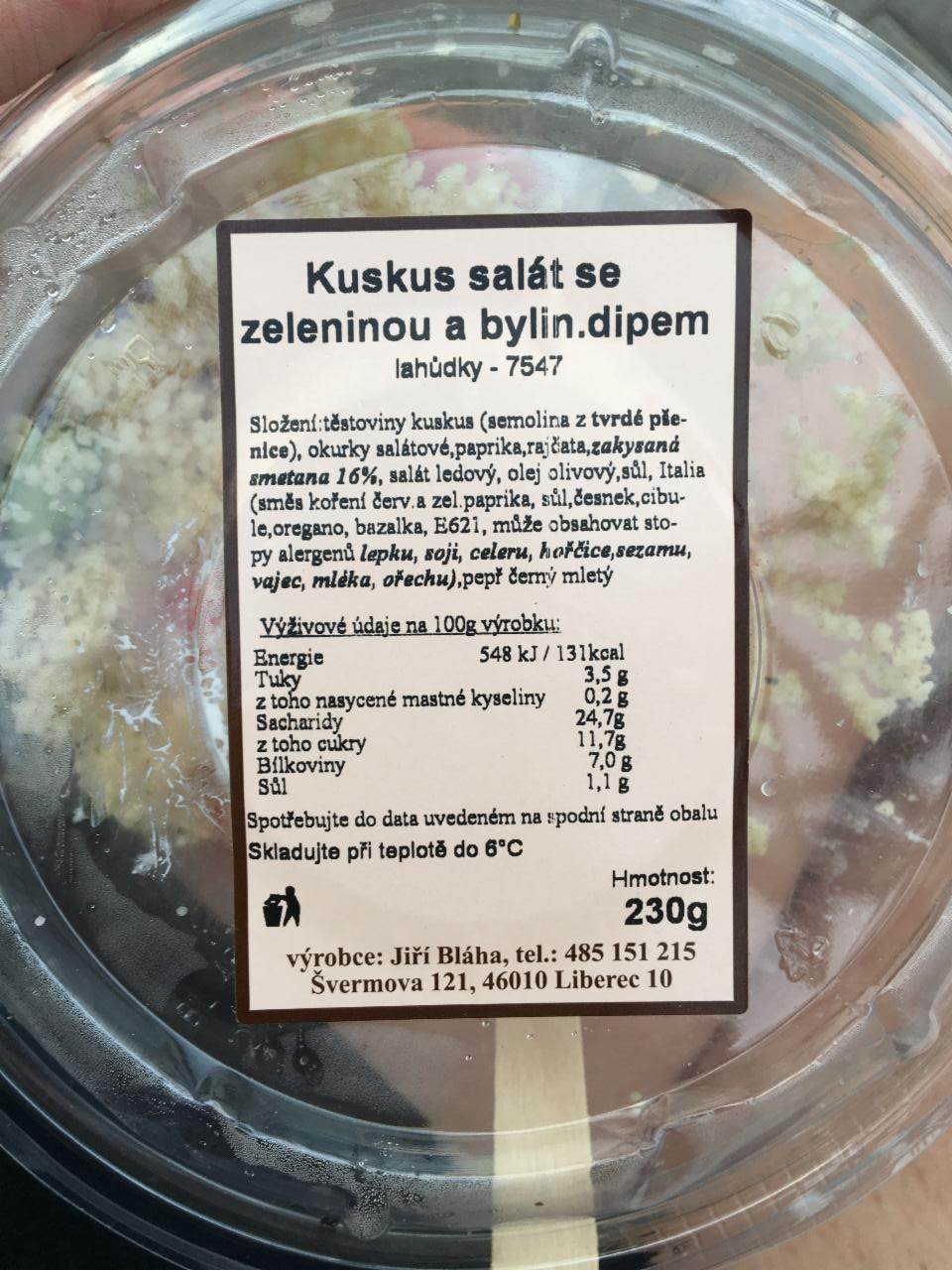 Fotografie - Kuskus salát se zeleninou a bylin. dipem Bláha Liberec 