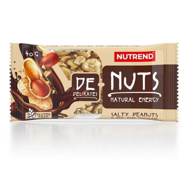 Fotografie - DeNuts salty peanuts in real dark chocolate (slané arašídy v hořké čokoládě) Nutrend