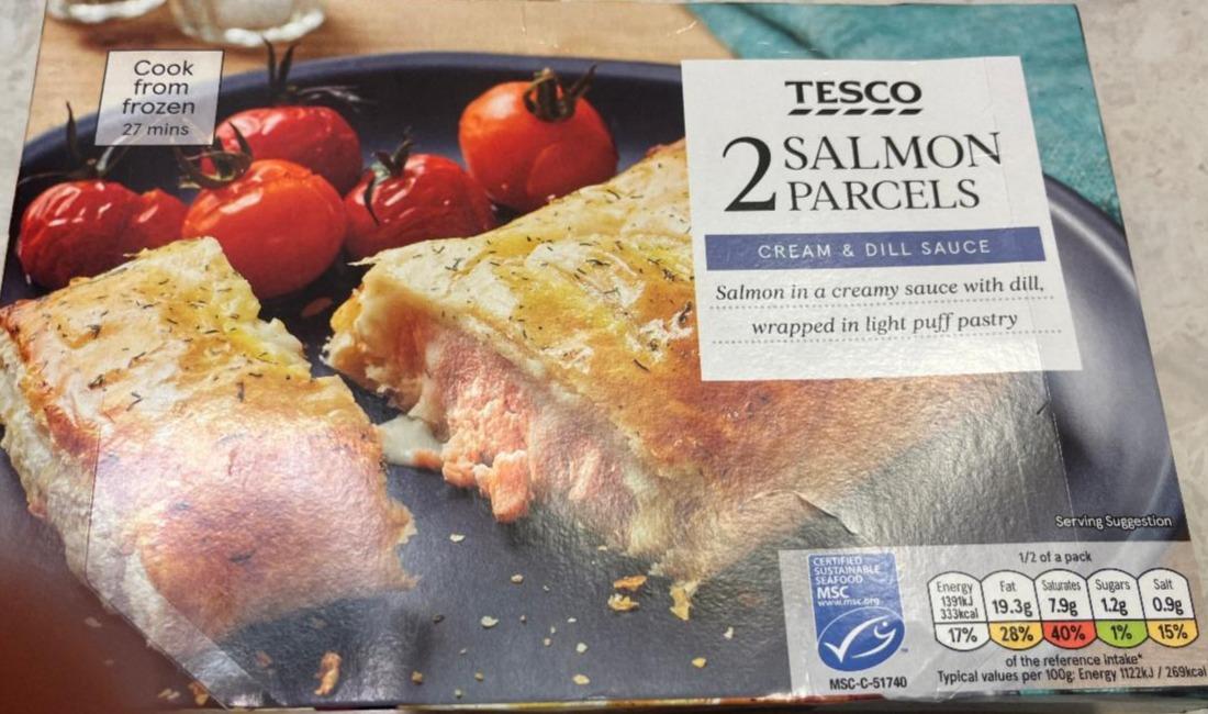 Fotografie - 2 Salmon parcels Cream & Dill sauce Tesco