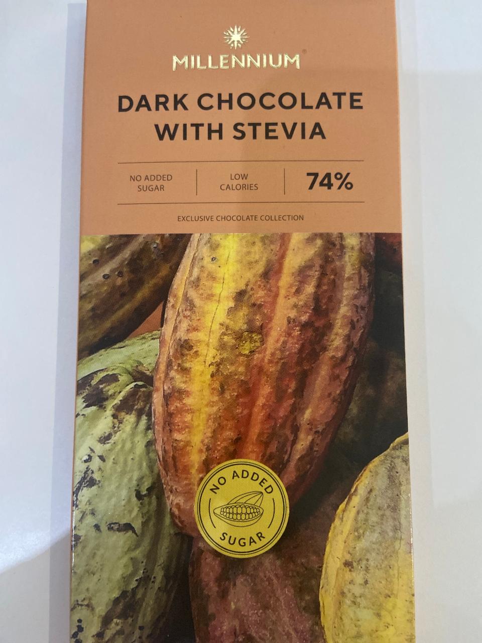 Fotografie - Dark chocolate with stevia 74% Millenium